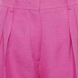 مملوكة مسبقًا بنطلون فالنتينو صوف وردي مطوي مقاس صغير