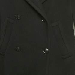 Pre Owned جاكيت كاب بصفين من القماش الصوفي الأسود فالنتينو مقاس صغير