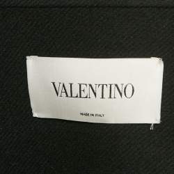 Pre Owned جاكيت كاب بصفين من القماش الصوفي الأسود فالنتينو مقاس صغير