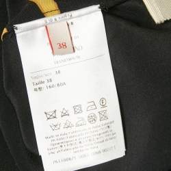 Pre Owned قميص فالنتينو حرير مطبوع أسود بحواف ريش مقاس صغير (سمول)