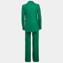Pre Owned بدلة فالتنينو حرير أخضر سترة وبنطلون صغيرة