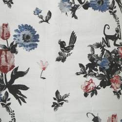 Pre Owned تنورة فالنتينو أزرق أزهار جاكار بقصة ضيقة مقاس متوسط