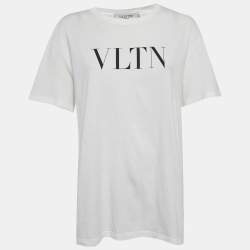 مملوكة مسبقًا Valentino White Logo Print Jersey T-Shirt M