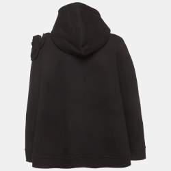 مملوكة مسبقًا جاكت فالنتينو كاب بتفاصيل وردة قطن أسود مقاس صغير