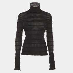 Pre Owned Valentino Black Stretch Cotton Long Sleeve Top S