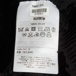 Pre Owned توب فالنتينو قطن مطاطي أسود بأكمام طويلة صغير