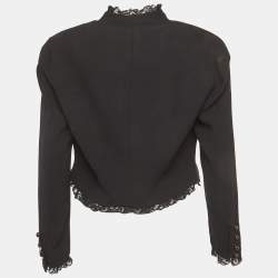 Pre Owned جاكيت فالنتينو أسود دانتيل حواف قماش محبوك مقاس كبير جداً (اكس لارج)