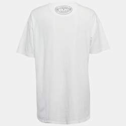 مملوكة مسبقًا Valentino White Lipstick Print Jersey T-Shirt S