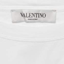 مملوكة مسبقًا Valentino White Lipstick Print Jersey T-Shirt S