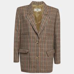 مملوكة مسبقًا Valentino Vintage Brown Houndstooth Wool Blazer L