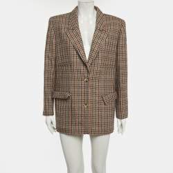 مملوكة مسبقًا بليزر فالنتينو صوف بنقشة هوندستووث بني مقاس كبير - لارج