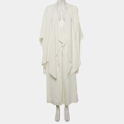 Pre Owned Valentino Off-White Crepe Cape and Pants Set S