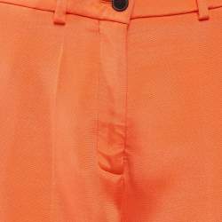 Pre Owned Valentino Orange Wool Wide Leg Trousers M