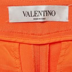 Pre Owned Valentino Orange Wool Wide Leg Trousers M