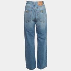 مملوكة مسبقًا بنطلون جينز فالنتينو دينيم أزرق باهت ساق مستقيمة صغير/محيط خصر 26"