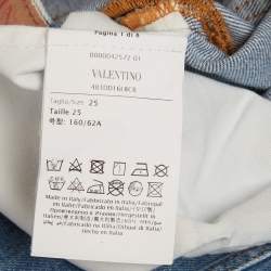 مملوكة مسبقًا بنطلون جينز فالنتينو دينيم أزرق باهت ساق مستقيمة صغير/محيط خصر 26"