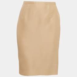 مملوكة مسبقًا تنورة فالنتينو قلم حرير بيج مقاس متوسط (ميديم)