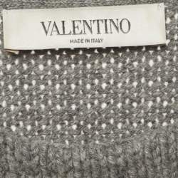 Pre Owned Valentino Grey Rib Knit Crewneck Sweater S
