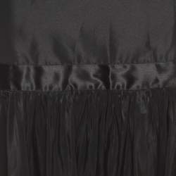 Pre Owned Valentino Black Silk Blend Gathered Maxi Skirt M