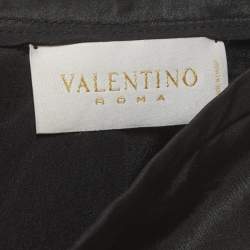 Pre Owned Valentino Black Silk Blend Gathered Maxi Skirt M