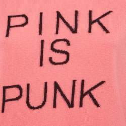 Pre Owned Valentino Pink Intarsia Wool Knit Distressed Sweater S