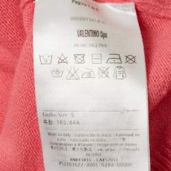 Pre Owned Valentino Pink Intarsia Wool Knit Distressed Sweater S