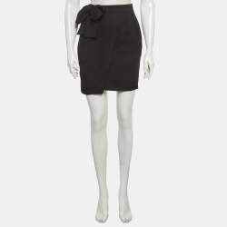 Pre Owned Valentino Black Crepe Bow Detail Mini Skirt M