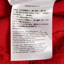 Pre Owned Valentino Red Lace Trim Stretch Knit Mini Dress S