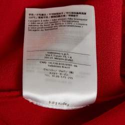 Pre Owned Valentino Red Lace Trim Stretch Knit Mini Dress S