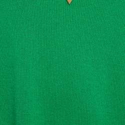 Pre Owned Valentino Green Knit Cashmere Plunge Neck Jumper M