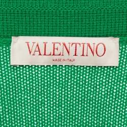 Pre Owned Valentino Green Knit Cashmere Plunge Neck Jumper M