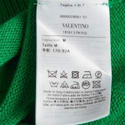 Pre Owned Valentino Green Knit Cashmere Plunge Neck Jumper M