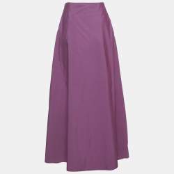 Pre Owned Valentino Purple Cotton Blend Flared Maxi Skirt XS