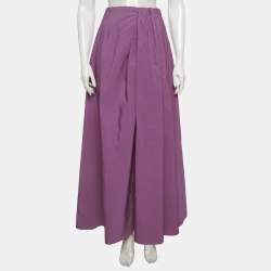 Pre Owned Valentino Purple Cotton Blend Flared Maxi Skirt XS