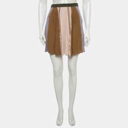 Pre Owned تنورة ميني فالنتينو بطيات كريب متعددة الألوان مقاس صغير ( سمول )