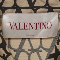 Pre Owned Valentino Beige Icongraphe Printed Silk Oversized Shirt & Shorts XL