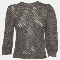 Pre Owned Valentino Metallic Crochet Knit Jumper XS
