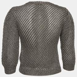 Pre Owned Valentino Metallic Crochet Knit Jumper XS