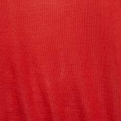 Pre Owned Valentino Red Cashmere Blend Logo Detail Sweater S