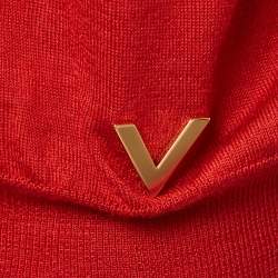 Pre Owned Valentino Red Cashmere Blend Logo Detail Sweater S