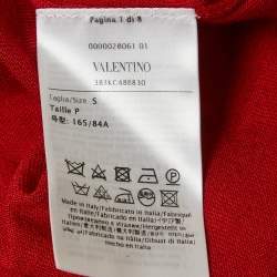 Pre Owned Valentino Red Cashmere Blend Logo Detail Sweater S