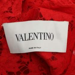 مملوكة مسبقًا فساتين فالنتينو حمراء دانتيل ميدي مقاس صغير (سمول)