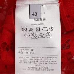 مملوكة مسبقًا فساتين فالنتينو حمراء دانتيل ميدي مقاس صغير (سمول)