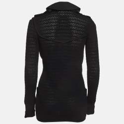 Pre Owned Valentino Black Knit Ruffled Collar Short Coat S