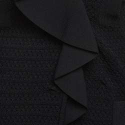 Pre Owned Valentino Black Knit Ruffled Collar Short Coat S