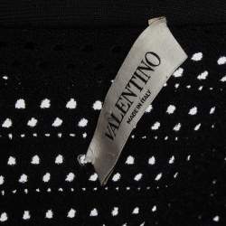 Pre Owned Valentino Black Knit Ruffled Collar Short Coat S