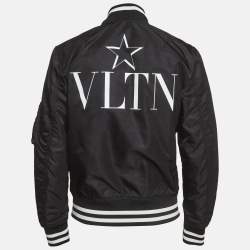 Pre Owned Valentino Black Nylon Bomber Jacket S