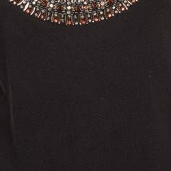 Pre Owned سويتشرت فالنتينو كريستال مزين صوف تريكو أسود كبير