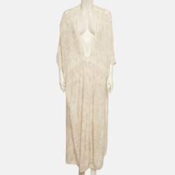 Pre Owned Valentino Geometric Print Silk Beach Cover Up S