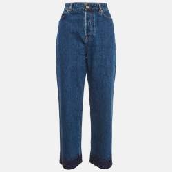 Pre Owned جينز فالتنينو دنيم أزرق مزين بالترتر مقاس الخصر 30 بوصة